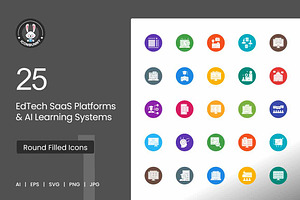 25 EdTech & AI Learning Icons.