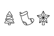 Christmas Line Art Icons Set, a Seasonal Illustration by Elen_Art (Thumbnail 3 of 5)