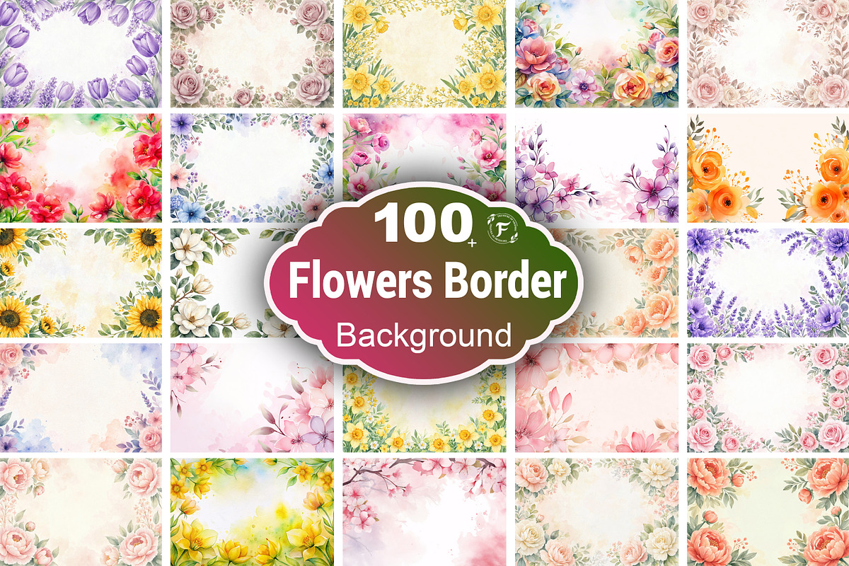Watercolor Flowers Border Background, a Background Graphic by Forhadx5 (Photo 1 of 16)