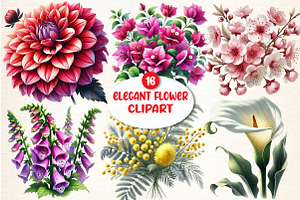 Elegant Flower Clipart, an Illustration by DreamArtGraphic