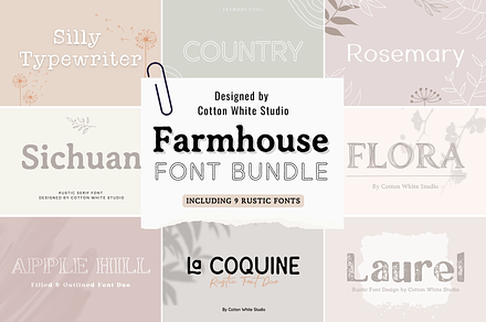 Farmhouse Font Bundle, a Font by Cotton White Studio