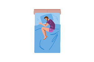 Man sleeping in fetal position on, an Object Illustration by pikepicture