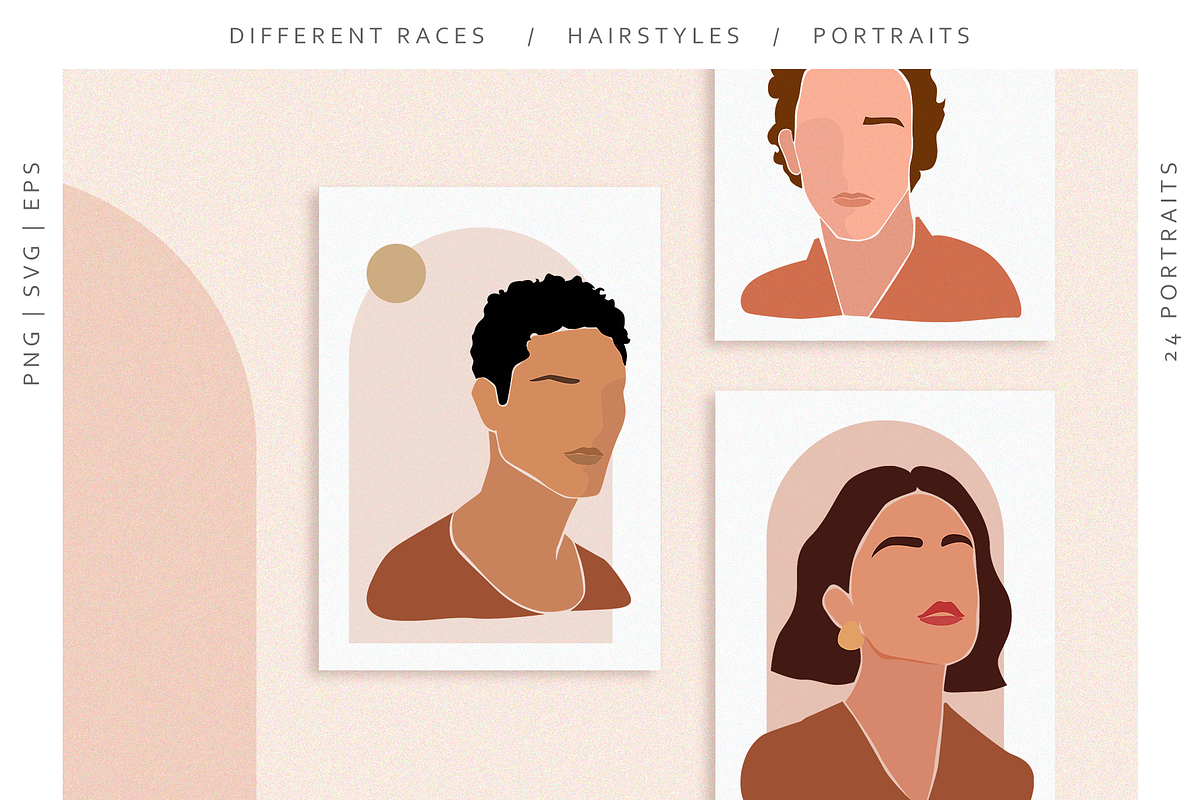 Men&Women Hairsyle Portraits, a Decorative Illustration by ms Julia Nova (Photo 4 of 5)