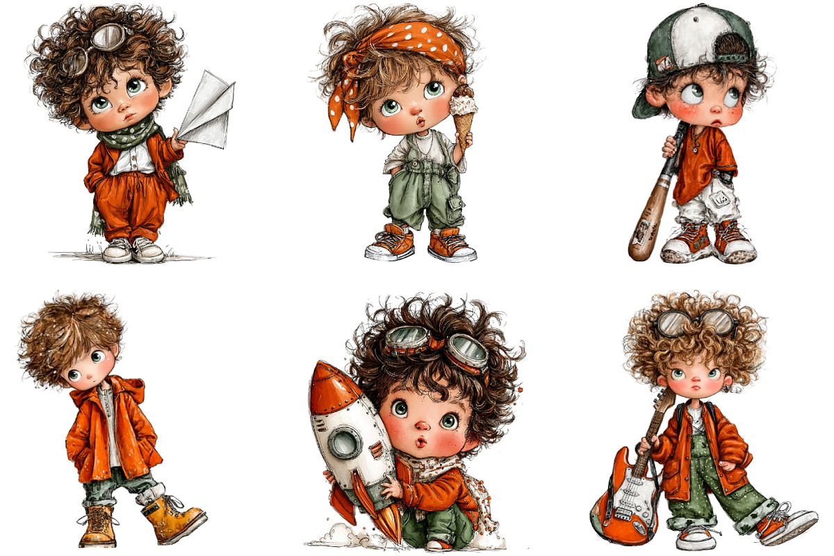 Whimsical Just Boys Clipart, an Illustration by DreamArtGraphic (Photo 3 of 5)