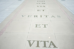 Inspirational Latin Phrase Sculpture in Rzeszow, Poland, Ego Sum Via Veritas Et, a Photo by AS photostudio