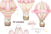 Teddy bear,bunny, hot air balloons., an Animal Illustration by Solo Art Original (Thumbnail 7 of 8)