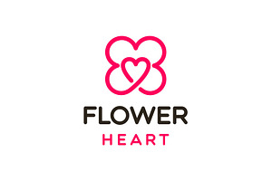 Flower and Love Heart Logo, a Branding & Logo Template by Buqancreative