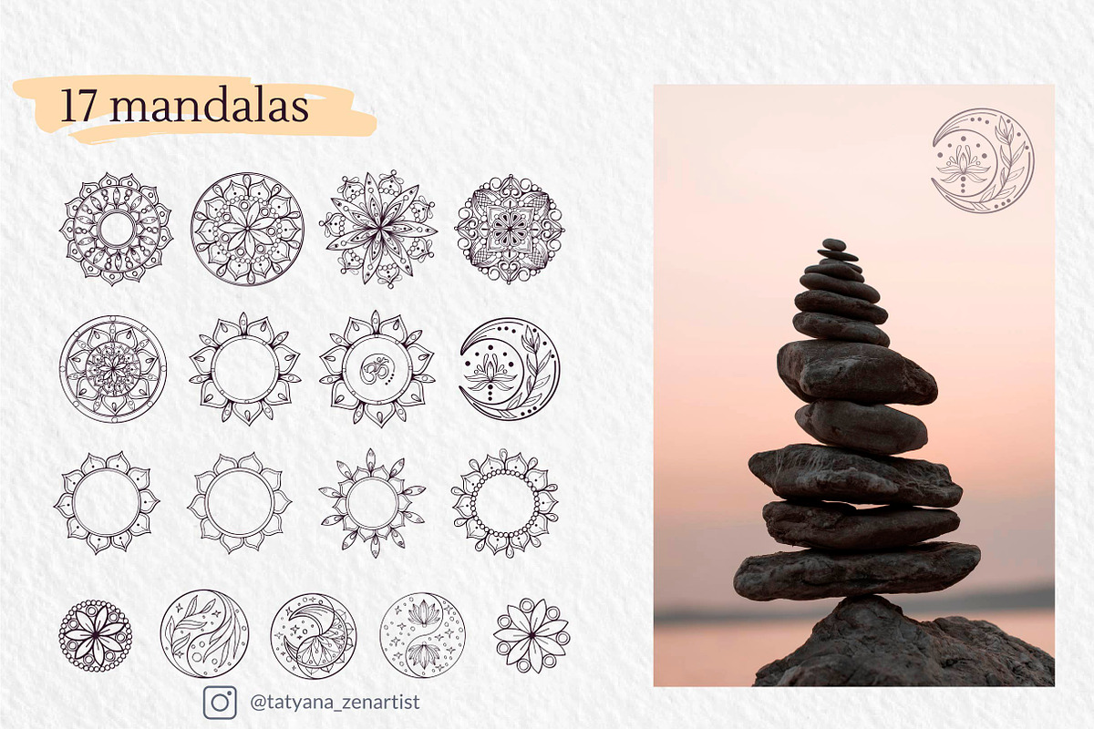 Abstract linear Yoga&vector mandala, a Healthcare Illustration by Tatyana_Zenartist (Photo 6 of 12)