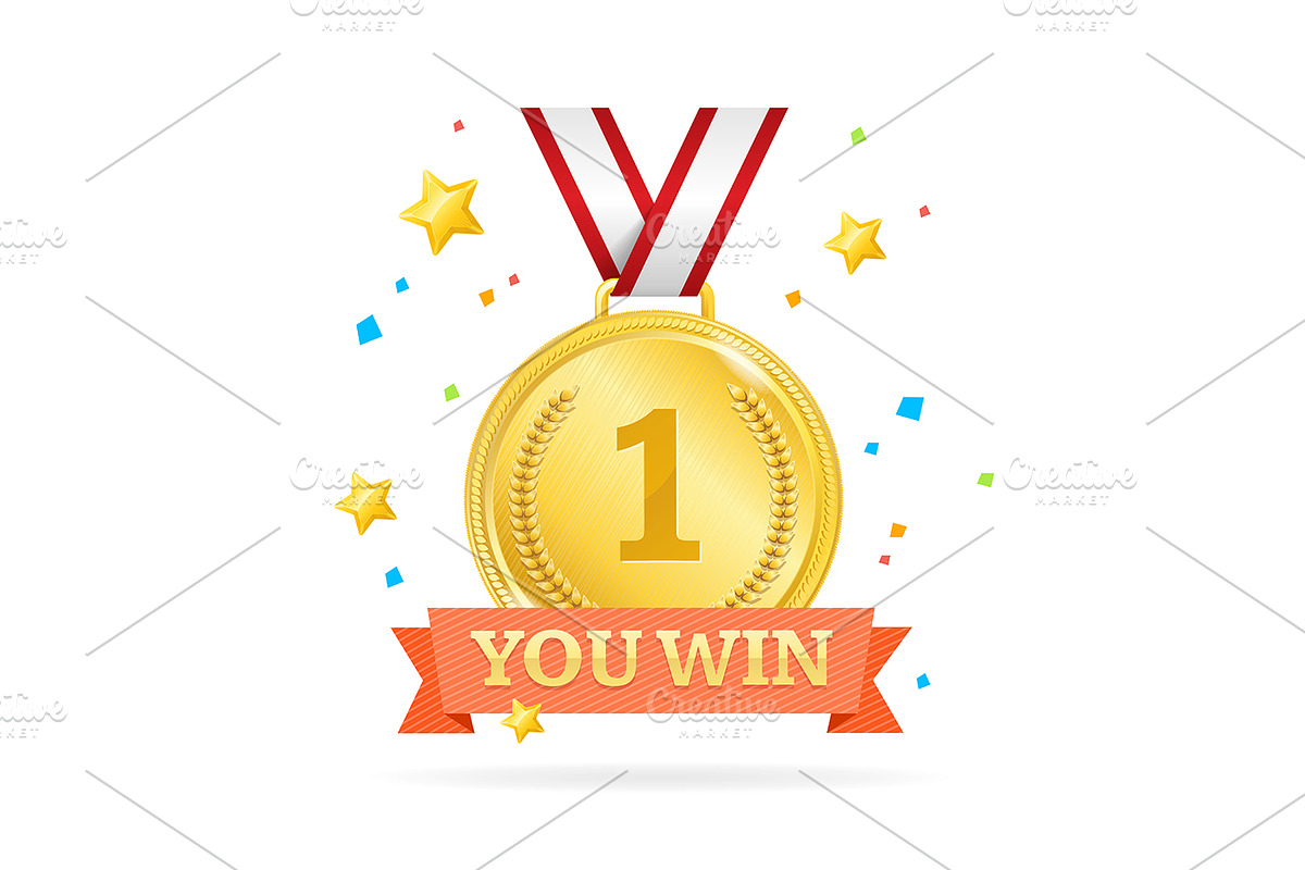 You Win Success Concept., an Illustration by Vector and Templates