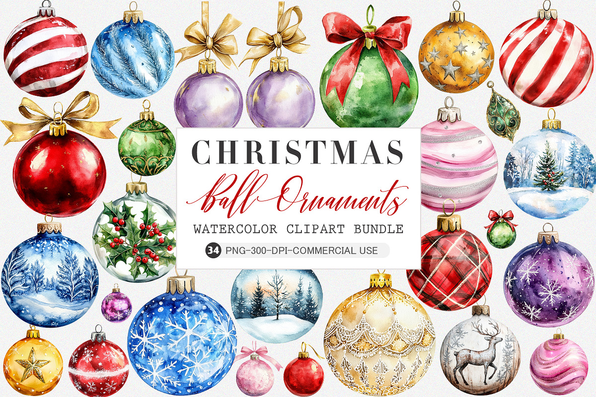 Christmas Ornament Balls Clipart, an Illustration by SinaCreation (Photo 1 of 5)