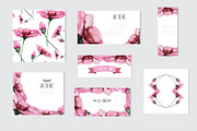 Watercolor Pink Floral Cards, a Card Template by Sunset&Sea Design (Thumbnail 1 of 2)