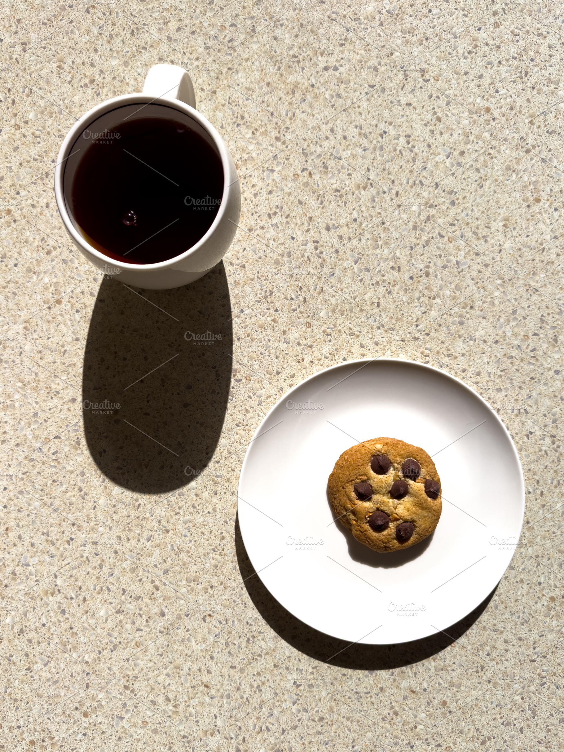 Chocolate Chip Cookie And Coffee High Contrast, a Food & Drink Photo by THP Creative