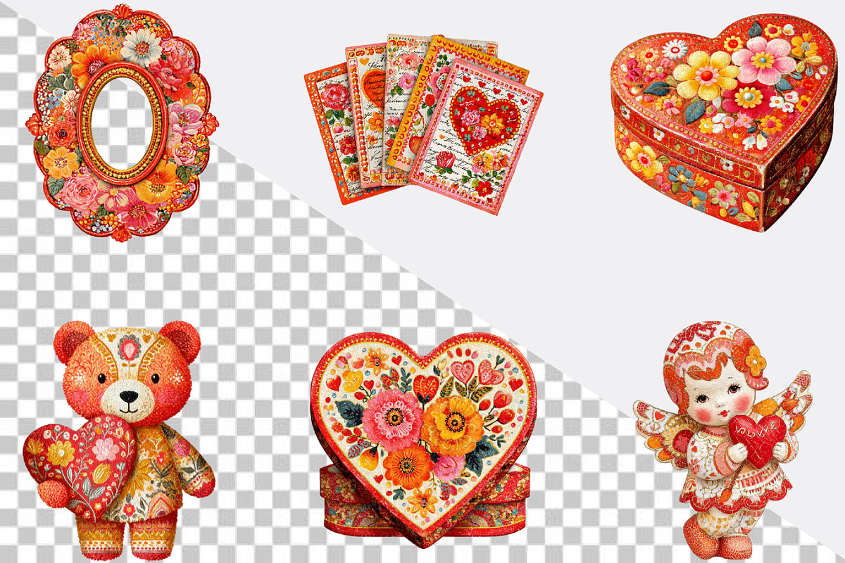 Vintage Cute Valentine's Day Clipart, an Illustration by SVGArt (Photo 4 of 8)