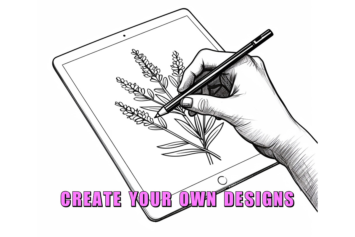 50 Lavender Procreate Stamps Brushes, a Brush Add-On by Procreate Sale (Photo 3 of 6)