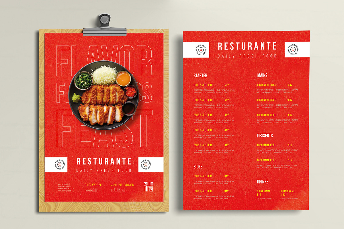 Modern Restaurant Food Menu Template preview 2