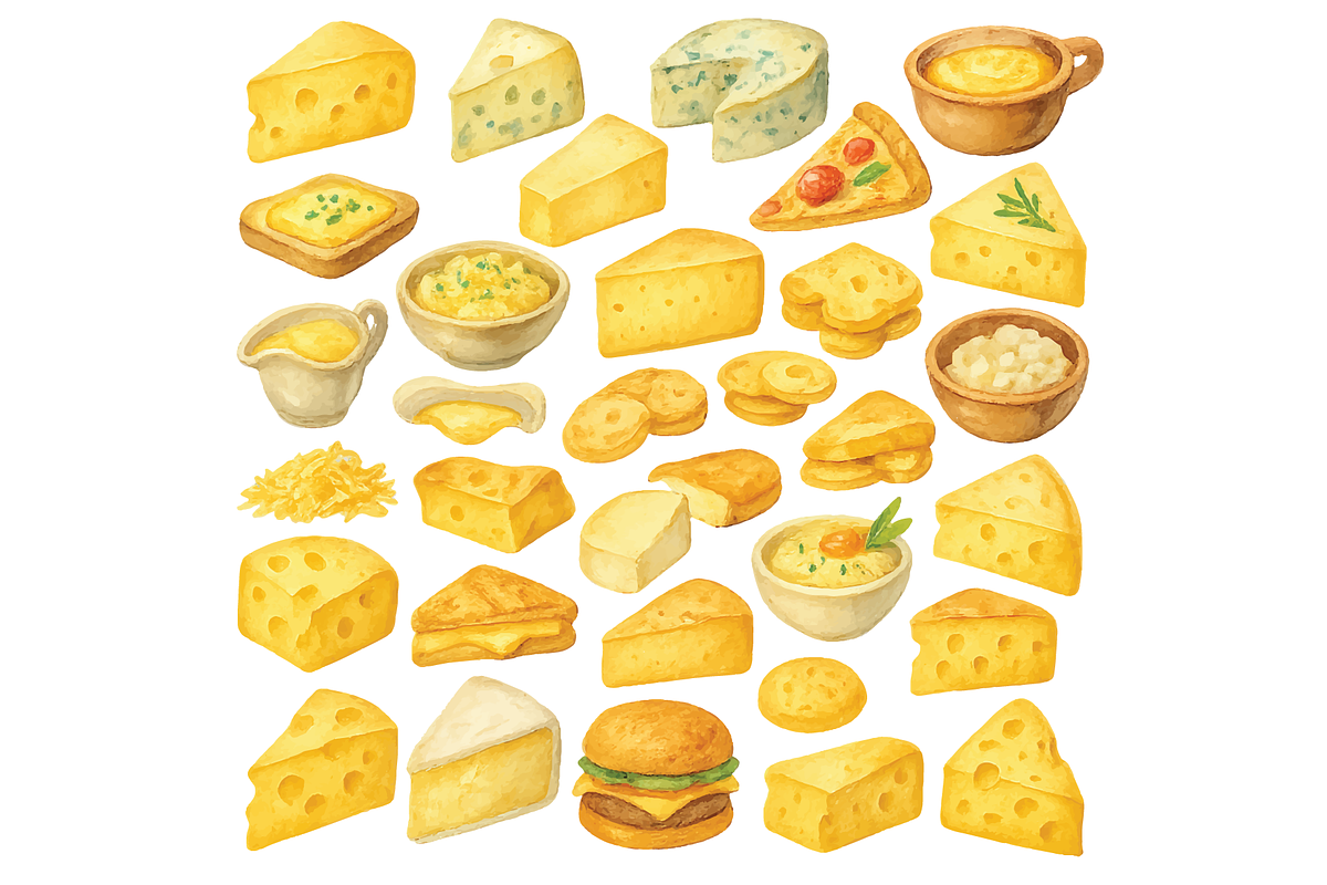 Cheese Food Illustration Pack, an Object Graphic by RT Studio