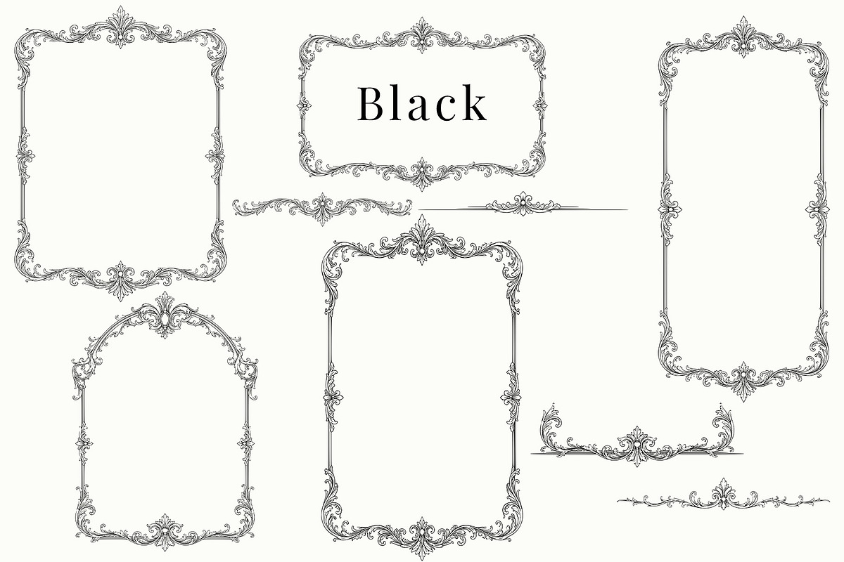Baroque Flourish Borders, a Decorative Illustration by AW Studios (Photo 6 of 12)