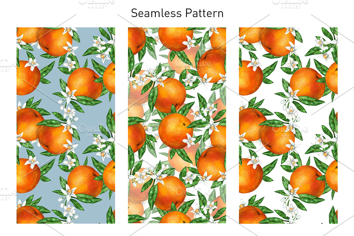 Pattern Blooming Orange Fruits, a Pattern Graphic by Sweet_print (Photo 3 of 3)