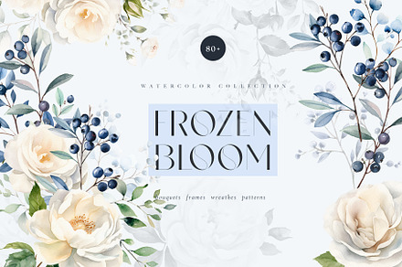 Watercolor winter floral clipart