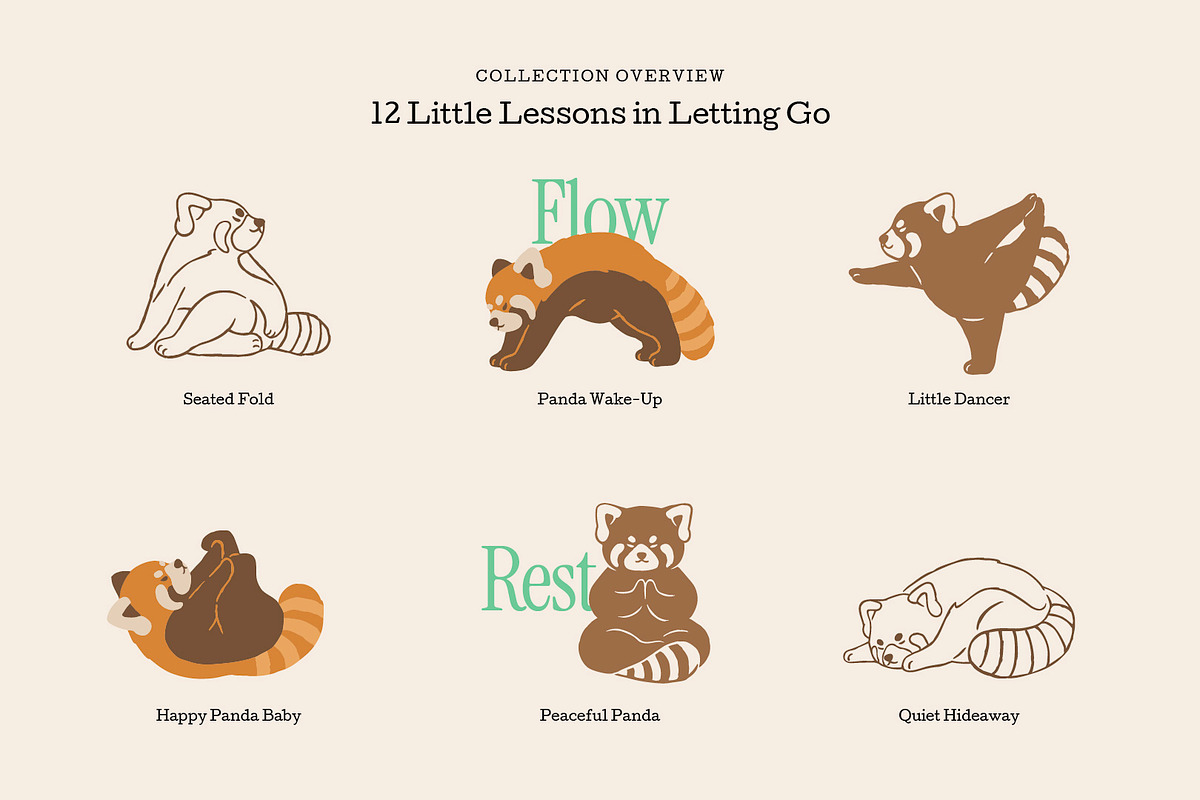 Red Panda Yoga Illustration Set, an Animal Illustration by dosome.my (Photo 5 of 10)