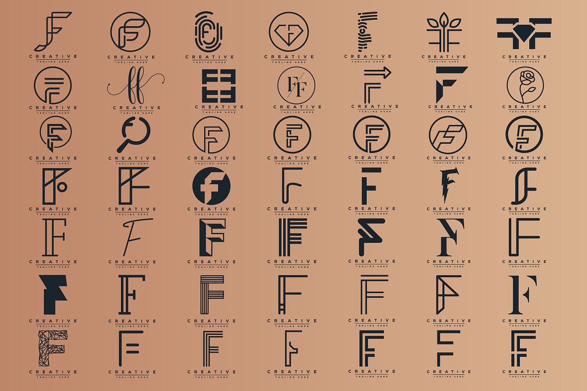 Letter F Logo Bundle Monogram Set, a Branding \u0026 Logo Template by Pixel  Design, image size:1200x800