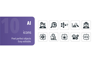Set of ten ai icons featuring, a Technology Illustration by Aimagenarium@gmail.com