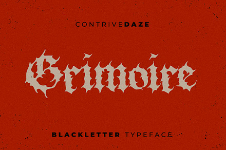 GRIMOIRE BLACKLETTER TYPEFACE, a Blackletter Font by CONTRIVEDAZE