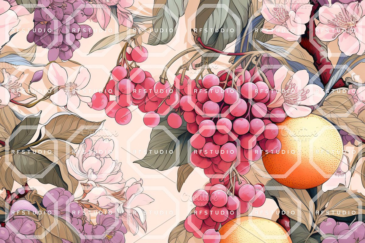 CHINOISERIE FRUITS Seamless Patterns, a Texture Illustration by RefinedFantasyStudio (Photo 4 of 9)