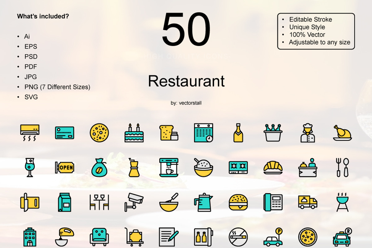 Restaurant, an Outline Icon by Vector Stall | Creative Market