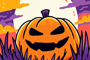Colorful Halloween scary pumpkin, a Holiday Photo by MistyDay