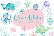 Oceanic Wonders Watercolor Clipart, an Animal Illustration by K&M Design Studio (Thumbnail 1 of 7)