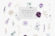 Violet Watercolor Floral Alphabet, a Decorative Illustration by Veris Studio (Thumbnail 12 of 12)
