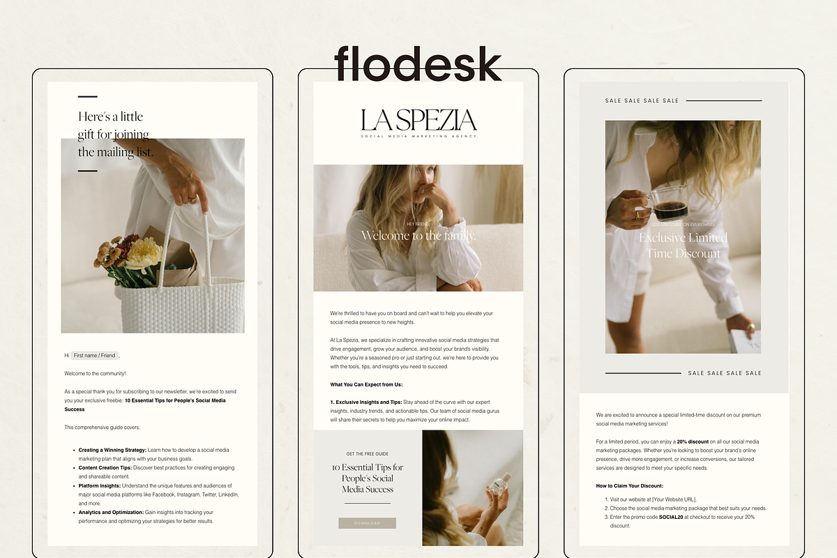 Flodesk Email Newsletter Templates, an Email Template by Branding Babe Co. (Photo 1 of 6)