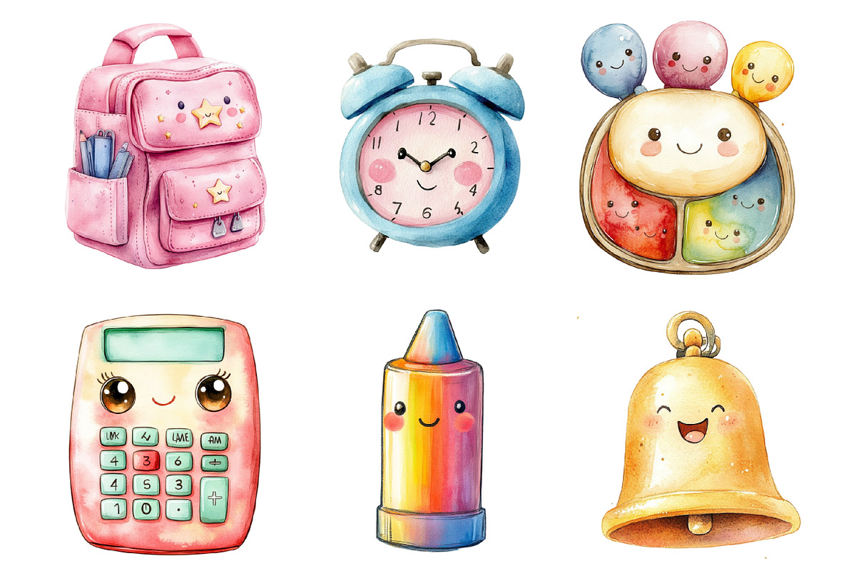 Kawaii School Clipart PNG, an Illustration by SinaCreation (Photo 2 of 5)