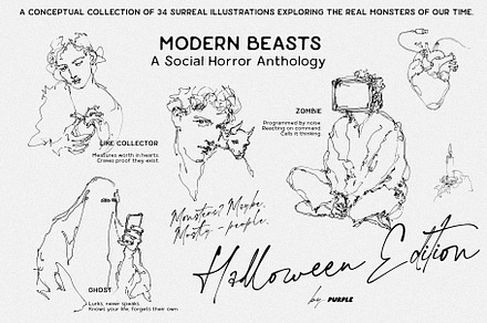 Modern Beasts: Social Horror, a Person Illustration by Purple