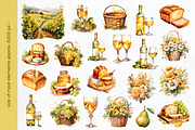 Vineyard Picnic Watercolor Clipart, a Food Illustration by foxsong (Thumbnail 5 of 11)