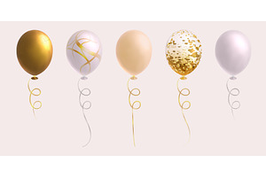 Golden birthday balloons set, an Object Illustration by art PVP - market