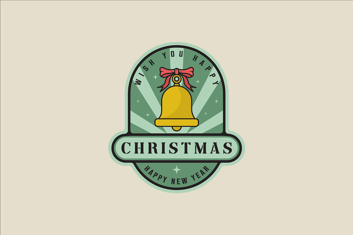 christmas bell emblem logo line, a Branding & Logo Template by zyxroun shop