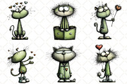 Quirky Valentine Cat Clipart, an Illustration by Black Bird Studio (Thumbnail 4 of 6)