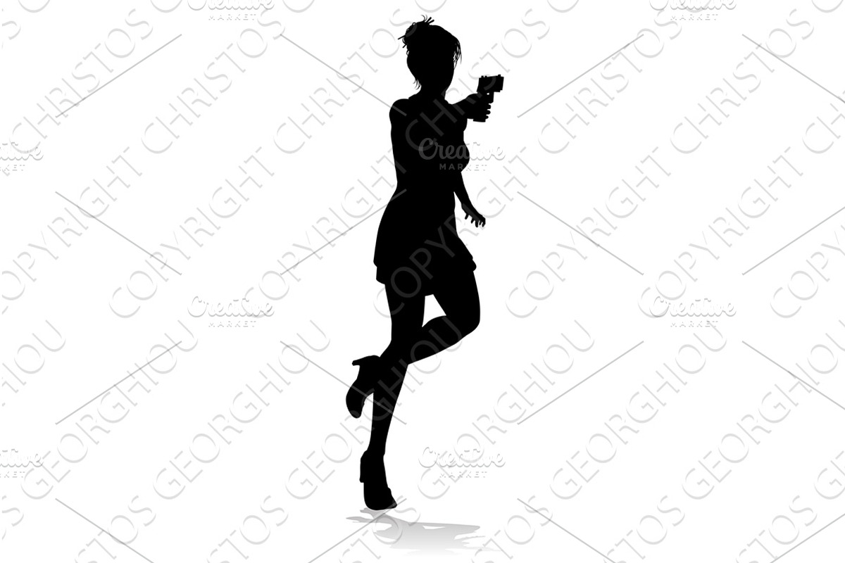 Woman Silhouette Action Secret Agent, a Person Illustration by Christos Georghiou