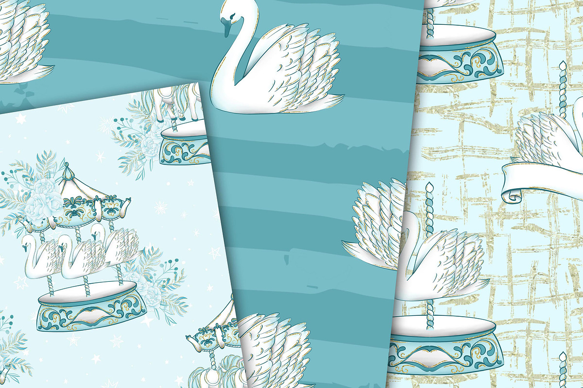 Carousel in blue, a Pattern Graphic by DarinaDigital (Photo 2 of 6)
