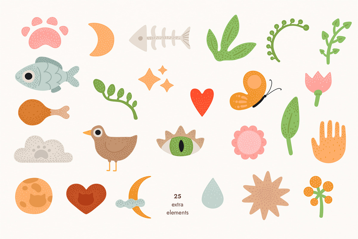 Cat stickers. Vector set. + Pattens., a Pattern Graphic by anna khramtsova (Photo 10 of 14)