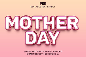 Mother Day 3d Editable Text Effect