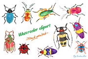 Set of Watercolor Whimsical Insects, an Animal Illustration by Sunshine Art Shop (Thumbnail 4 of 7)