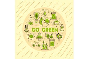 go green icons around, an Illustration by studiogstock