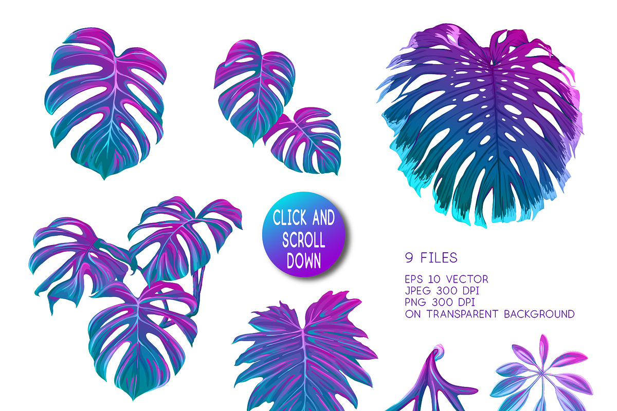 Tropical Neon leaves, an Object Graphic by Elen-Lane (Photo 2 of 2)