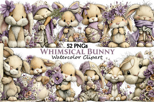 Whimsical Bunny Clipart, an Illustration by Pixels.Craft