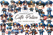 Watercolor Cute Police Clipart, an Illustration by designcity5 (Thumbnail 1 of 5)