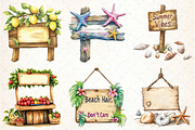 Summer Day Wooden Sign Clipart, an Illustration by DreamCafeArt (Thumbnail 3 of 9)