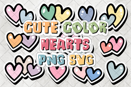 Cute Pastel Hearts PNG & SVG